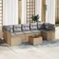 vidaXL Canapés de jardin 8 pièces avec coussins Beige Rotin Acacia
