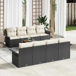 vidaXL Ensemble de canapé de jardin avec coussin 7 pcs Noir et Crème
