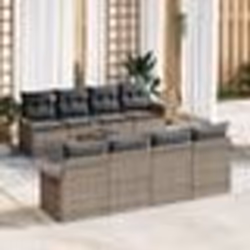 Ensemble de Canapé de Jardin 9 Pièces avec Coussins Gris Rattan Acacia vidaXL
