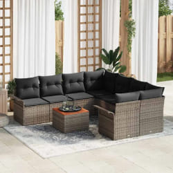 vidaXL Ensemble de canapé de jardin 9 pcs Gris 55 x 55 x 37 cm