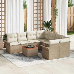 vidaXL Ensemble de canapé de jardin avec coussin 9 pcs Beige et crème