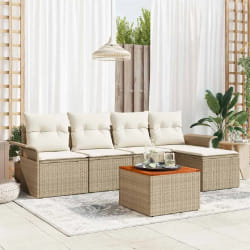 vidaXL Ensemble de canapé de jardin avec coussin 6 pcs Beige et crème