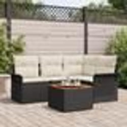 Ensemble de canapé de jardin 5 pièces avec coussins en rotin noir