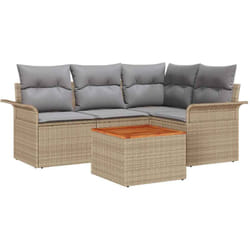Vidaxl - Ensemble De Canapé De Jardin Manuel 5 Pcs Beige, Gris Clair