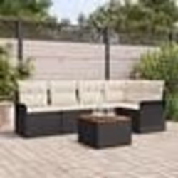 Ensemble de Canapés de Jardin 6 Pièces avec Coussins Rattan Poly Noir