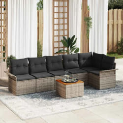 vidaXL Ensemble de canapé de jardin 7 pcs Gris 55 x 55 x 37 cm