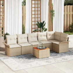 vidaXL Ensemble de canapé de jardin avec coussin 7 pcs Beige et crème