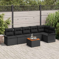 vidaXL Ensemble de canapé de jardin 7 pcs Noir 55 x 55 x 37 cm