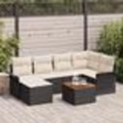 Ensemble de canapé de jardin 7 pièces avec coussins noirs en poly rattan