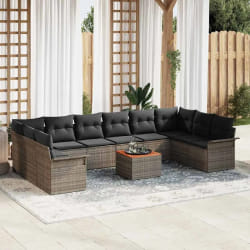 vidaXL Ensemble de canapé de jardin 11 pcs Gris 55 x 55 x 37 cm