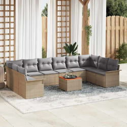 vidaXL Ensemble de canapé de jardin 11 pcs Beige et Gris clair