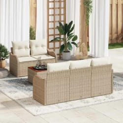 vidaXL Ensemble de canapé de jardin avec coussin 6 pcs Beige et crème