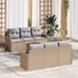 vidaXL Ensemble de Canapé de Jardin 7 pcs Beige, gris clair Grand