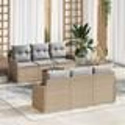 vidaXL Ensemble de Canapé de Jardin 7 pcs Beige, gris clair Grand