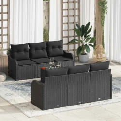 vidaXL Ensemble de canapé de jardin 7 pcs Noir
