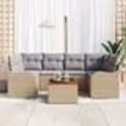 vidaXL Set de Canapé de Jardin 7 pcs Beige, blanc Grand