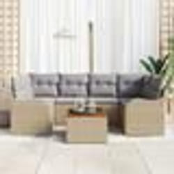 vidaXL Set de Canapé de Jardin 7 pcs Beige, blanc Grand