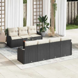 vidaXL Ensemble de canapé de jardin 8 pcs Noir et blanc