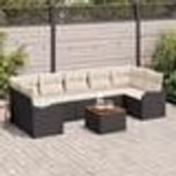 vidaXL Ensemble de canapés de jardin 8 pcs Noir, blanc Grand