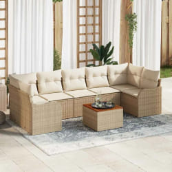 vidaXL Ensemble de Canapé de Jardin 8 pcs Beige, blanc Grand
