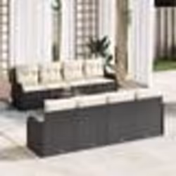 vidaXL Canapé de jardin 9 pcs Noir, blanc Moyenne Rattan et tissu