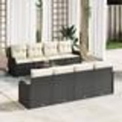 vidaXL Canapé de jardin 9 pcs Noir, blanc Moyenne Rattan et tissu