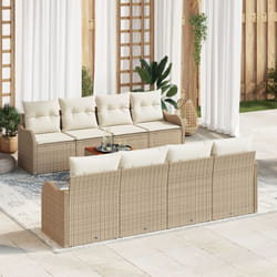 vidaXL Ensemble de Canapé de Jardin Beige 9 pcs Beige, blanc Large