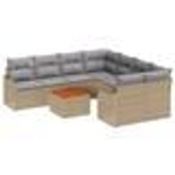 vidaXL Ensemble de canapé de jardin 9 pcs Beige, gris clair Grand