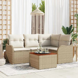 vidaXL Ensemble de canapé de jardin 5 pcs Beige et blanc