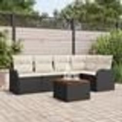 vidaXL Ensemble de Canapés de Jardin 6 pcs Noir, blanc Moyen