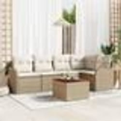 vidaXL Ensemble de canapé de jardin 6 pcs Beige, blanc Grand