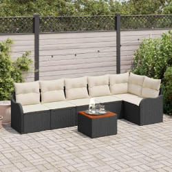 vidaXL Ensemble de canapé de jardin 7 pcs Noir et blanc