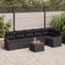 vidaXL Canapé de Jardin 7 pcs Noir Grand Osier, Bois