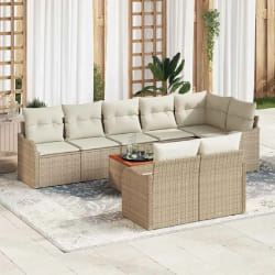 vidaXL Ensemble de canapés de jardin 9 pcs Beige, blanc Grand