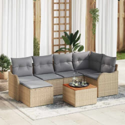 vidaXL Ensemble de canapé de jardin 7 pcs beige et gris clair