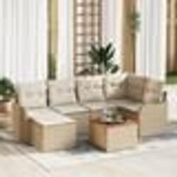 vidaXL Ensemble de Canapé de Jardin 7 pcs Beige, blanc Grand