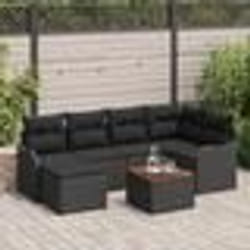 vidaXL Ensemble de Canapé de Jardin 7 pcs Noir Grand