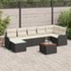 vidaXL Ensemble de canapé de jardin 8 pcs Noir, blanc