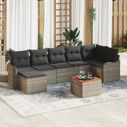 vidaXL Ensemble canapé jardin 8 pcs Gris Grand Rattan, tissu coussins