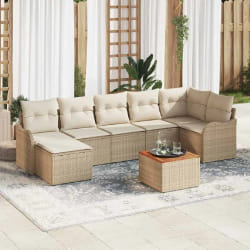 vidaXL Ensemble de canapés de jardin 8 pcs Beige, blanc Grand