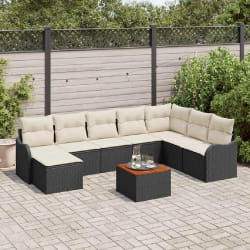 vidaXL Ensemble de Canapés de Jardin 9 pcs Noir, blanc Grand