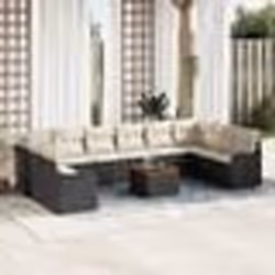 vidaXL Set de canapés de jardin 11 pcs Noir, blanc Grand