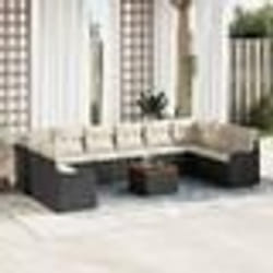 vidaXL Set de canapés de jardin 11 pcs Noir, blanc Grand