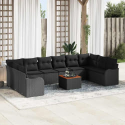 vidaXL Ensemble de canapé de jardin 11 pcs Noir