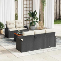 vidaXL Ensemble de canapé de jardin 6 pcs Noir et blanc