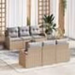vidaXL Ensemble de Canapés de Jardin 7 pcs Beige, gris clair Moyenne