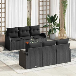 vidaXL Ensemble de canapé de jardin 7 pcs Noir