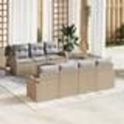 vidaXL Ensemble de Canapés de Jardin 8 pcs Beige, gris clair Grand