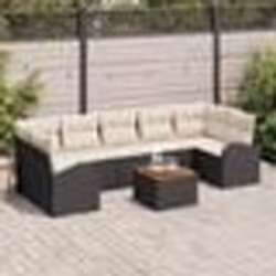 vidaXL Ensemble de Canapés de Jardin 8 pcs Noir, blanc Moyenne
