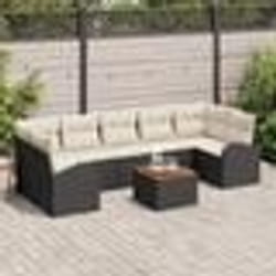 vidaXL Ensemble de Canapés de Jardin 8 pcs Noir, blanc Moyenne